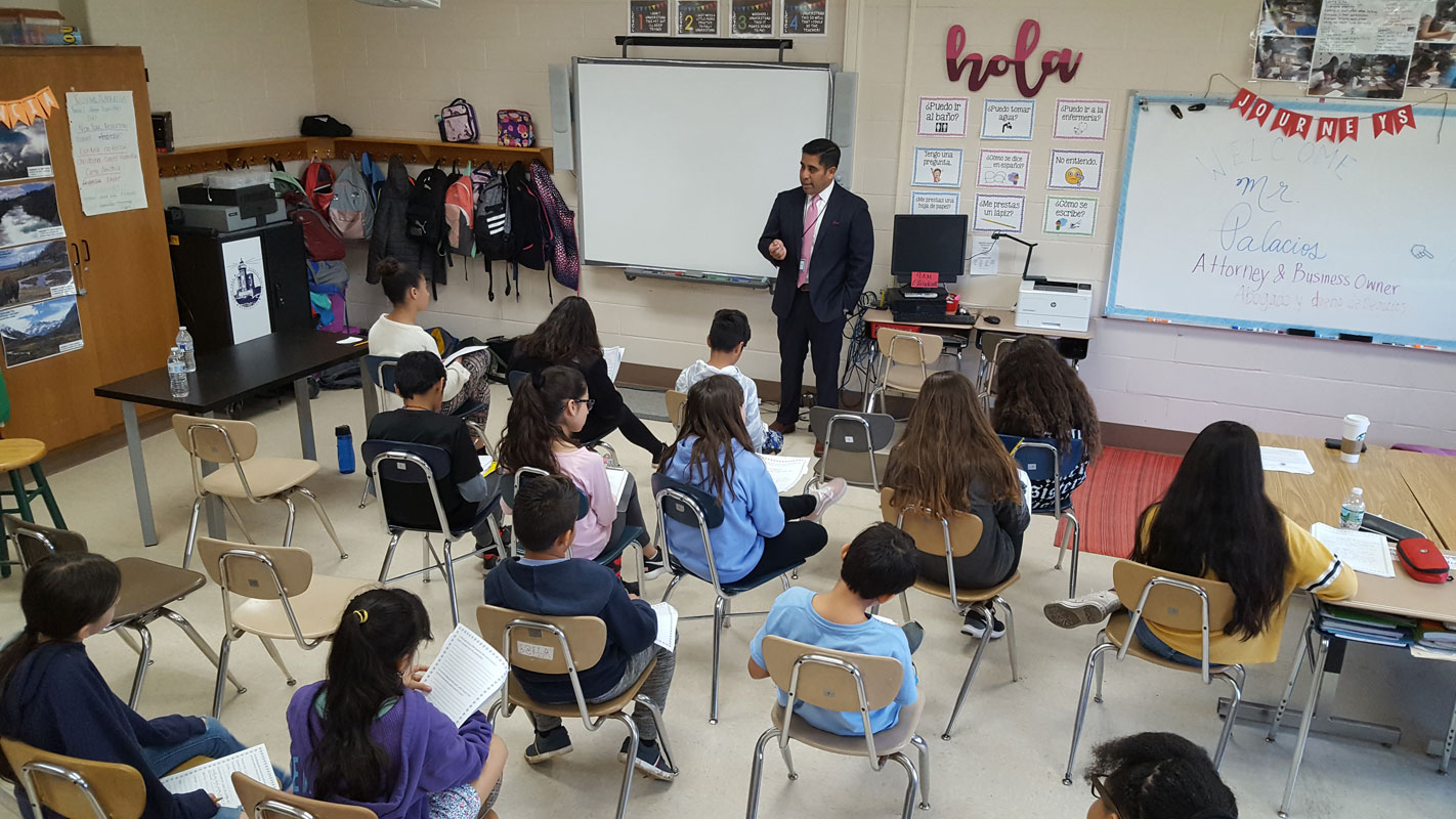 Huntington School Board member and Huntington High School alum Xavier Palacios discussed his career as an attorney.