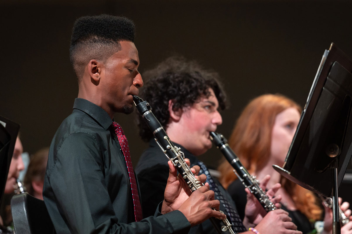Neil Jean-Baptiste performing with the Senior Band in this week's spring concert.