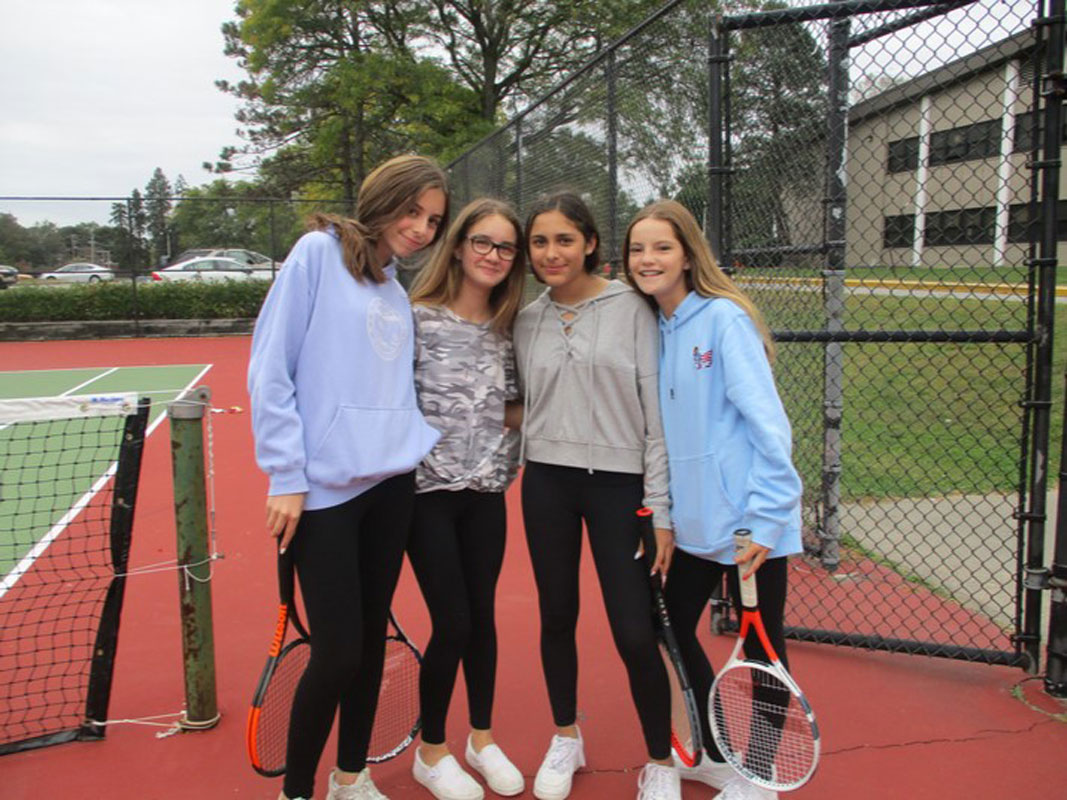 Finley tennis stars (from left) Maya Sakellarios, Ellie Kaufman, Keira Coulter and Jane Callery.