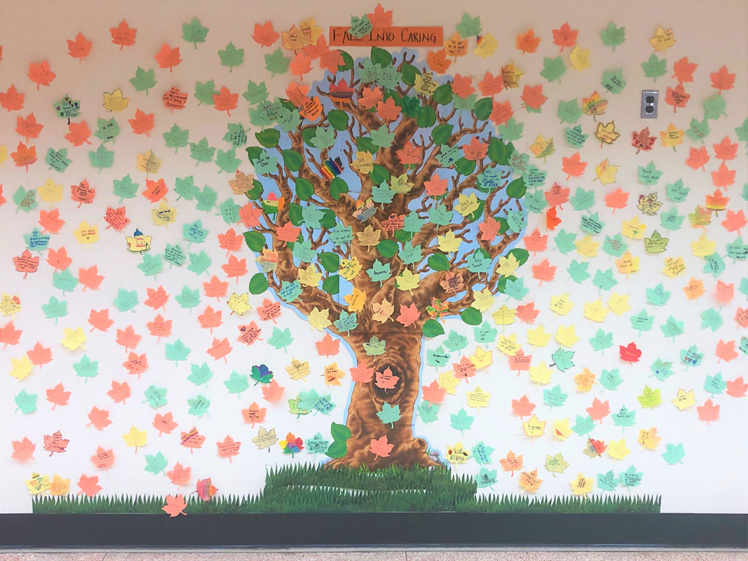 Woodhull School's Fall into Caring tree.