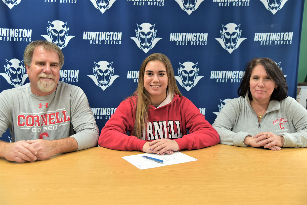 Cornell University bound Marissa Stafford with her parents, Jon and Amy 