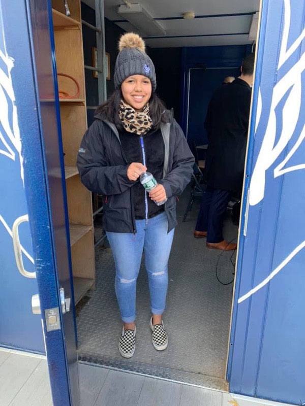  Ashley Genao inside the Blue Devil Stadium press box last Saturday. 