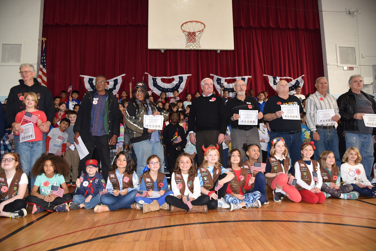 Several dozen veterans were presented with certificates during the two assembly programs.