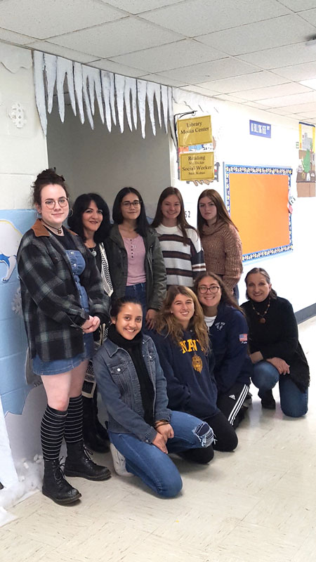 Art Honor Society members created a display at Washington School.