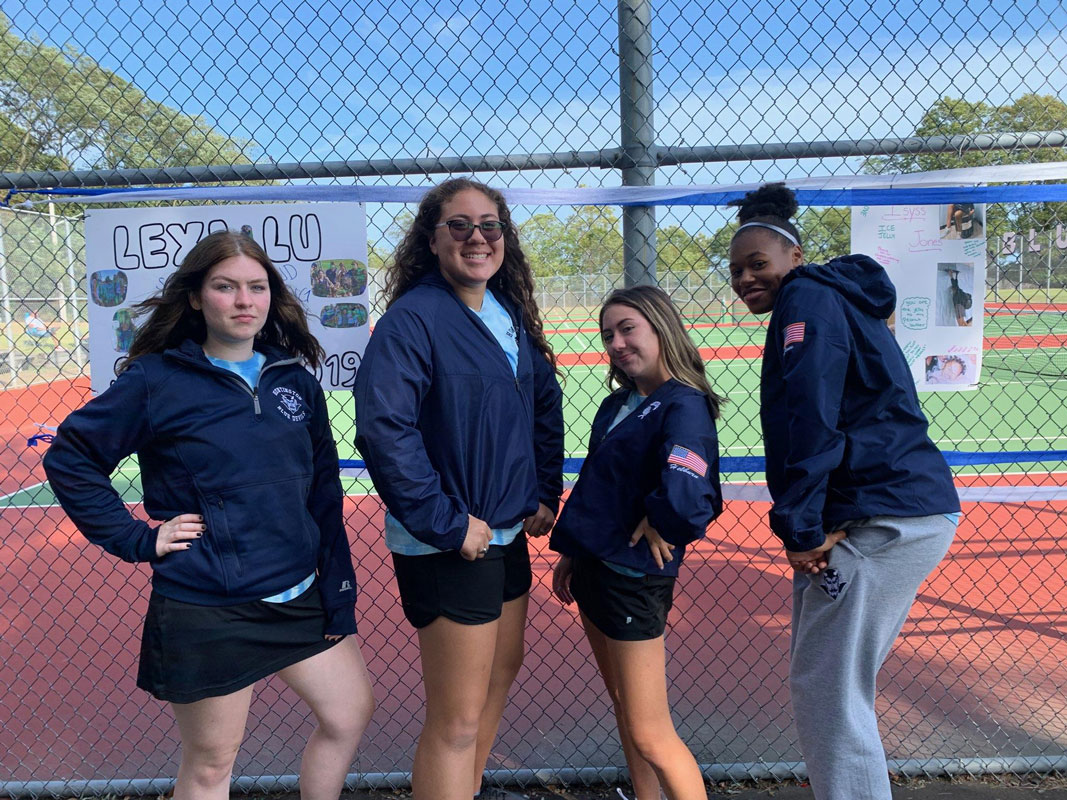 Caitlyn Palermo (second from left) with fellow Blue Devil tennis seniors.