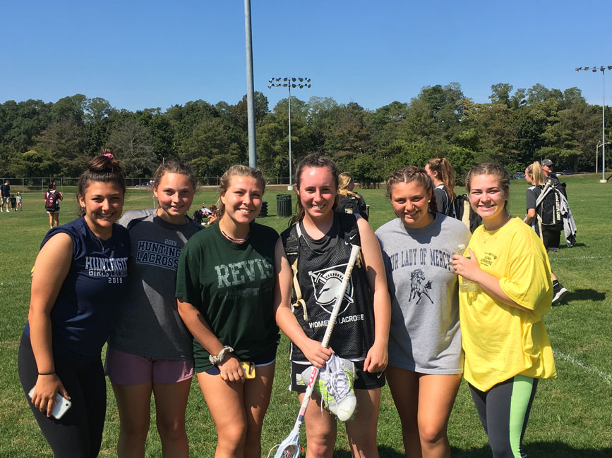 West Point freshman Paige Lennon (third from right) with her Huntington High School friends.