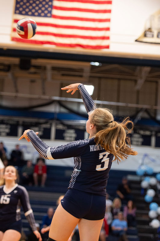  Peyton Kalb returns the ball for the Blue Devils on Senior Day. (Darin Reed photo.) 
