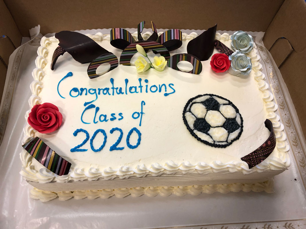 A special cake was commissioned for the Blue Devil girls' soccer Senior Day party.