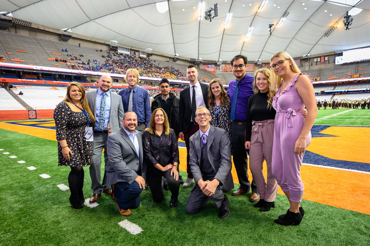 The Blue Devil marching band's staff at Syracuse. (Darin Reed photo.)