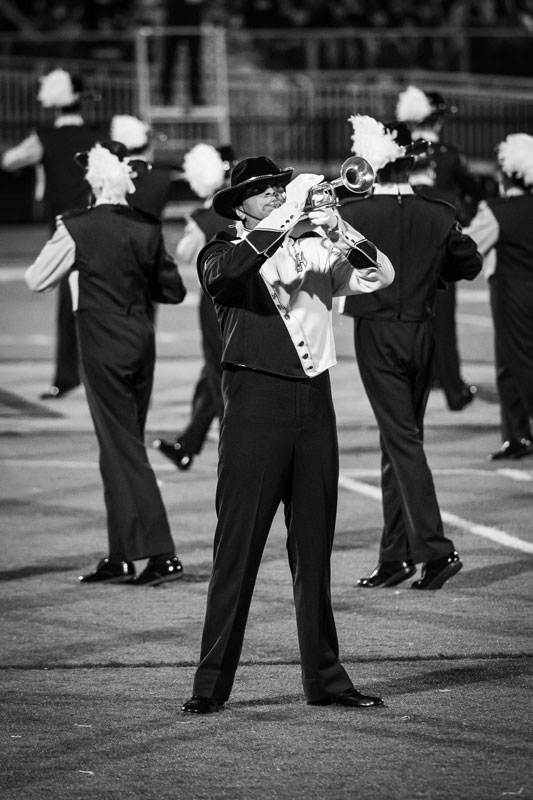 The Blue Devil band has been rehearsing for months to perfect its field show. (Darin Reed photo.)