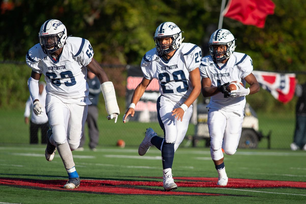 The Huntington football team is regrouping for its game against Smithtown East on Saturday. (Darin Reed photo.)