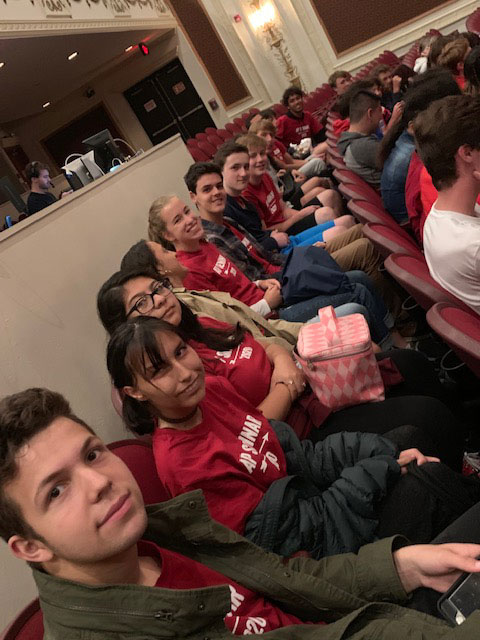 The Huntington AP Seminar students packed into the theatre for the show.