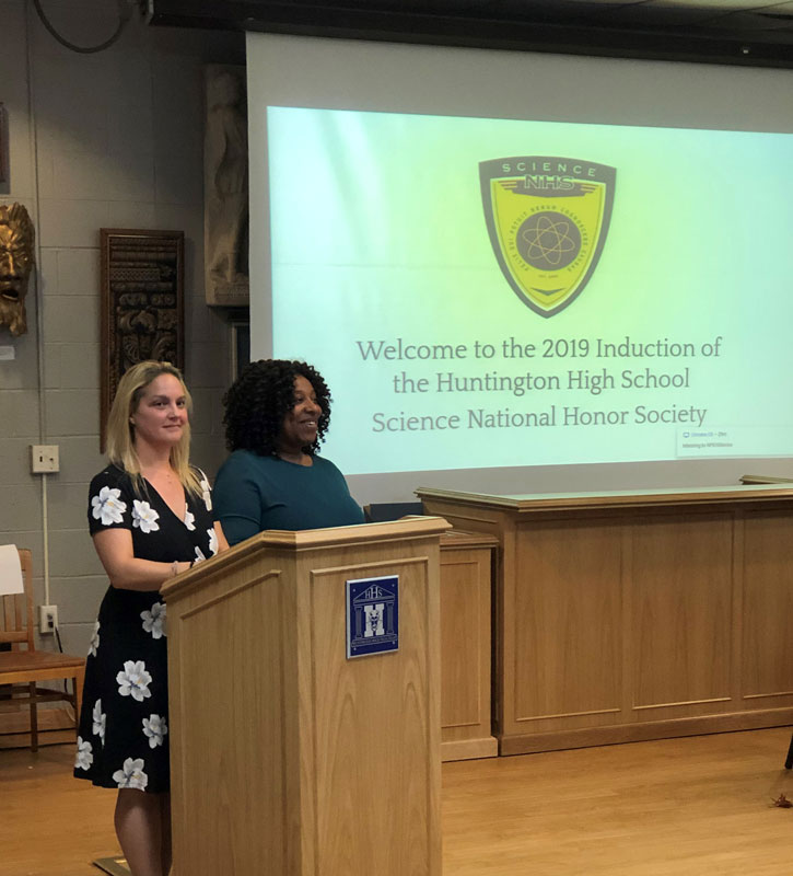 Huntington Science National Honor Society faculty advisors Lori Kenny and Dame Forbes.