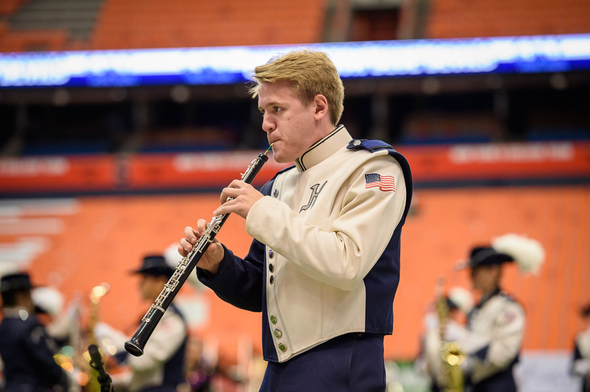 Senior Chris Mavrogian performing in the state championships. (Darin Reed photo.)
