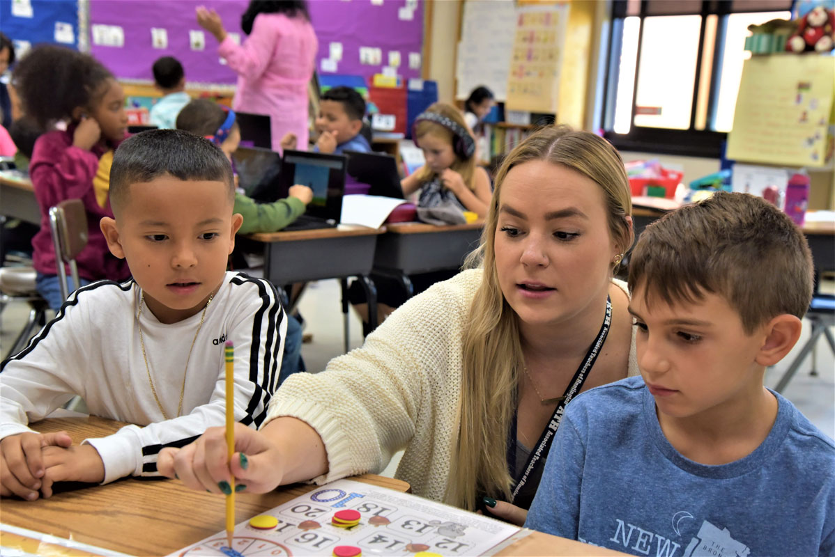 Washington School students are working closely with their teachers this year 
