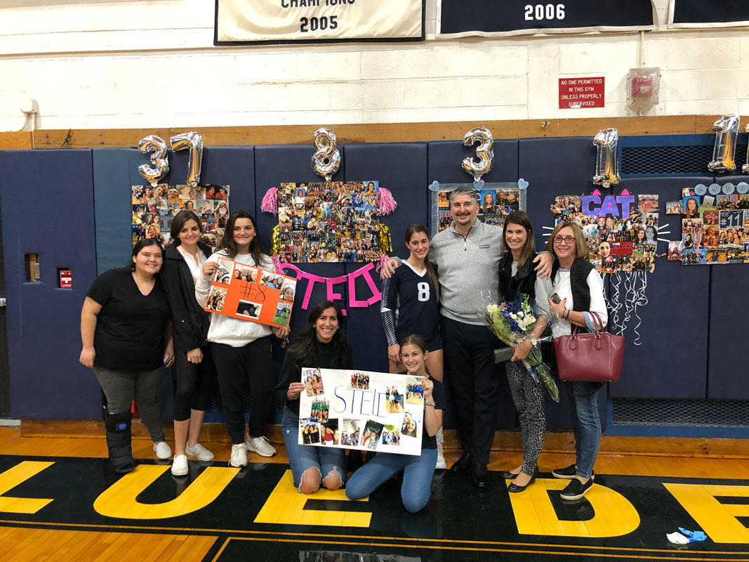 Steli Vlahos' family turned out en masse for Blue Devil girls' volleyball Senior Day. (Darin Reed photo.)