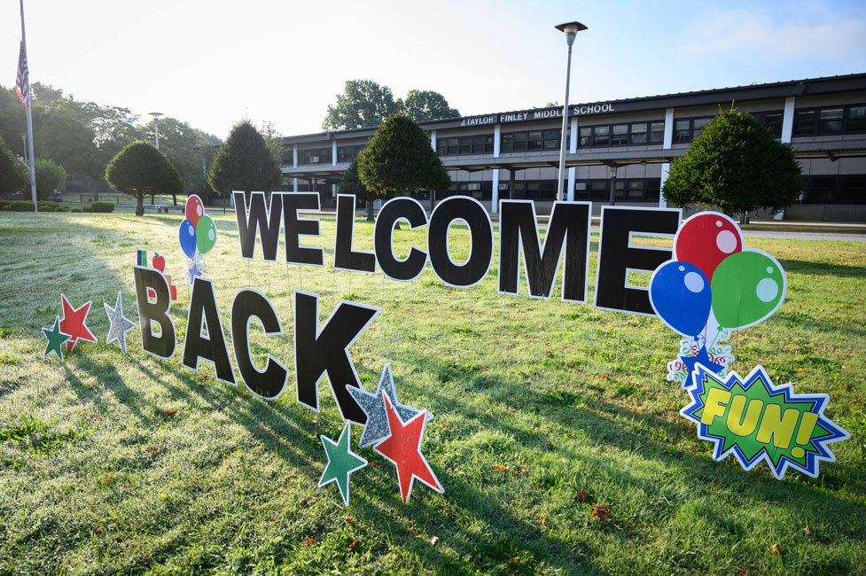 J. Taylor Finley Middle School welcomed back about 700 seventh and eighth graders. (Darin Reed photo.)