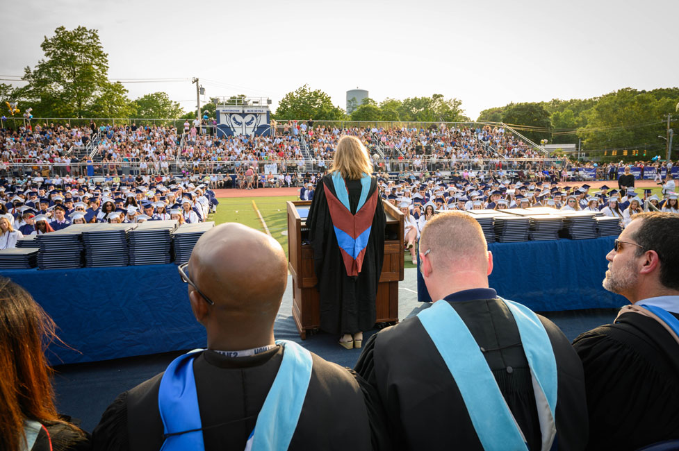 Huntington High School's 158th commencement drew an overflow crowd of more than 2,500. (Darin Reed photo.)