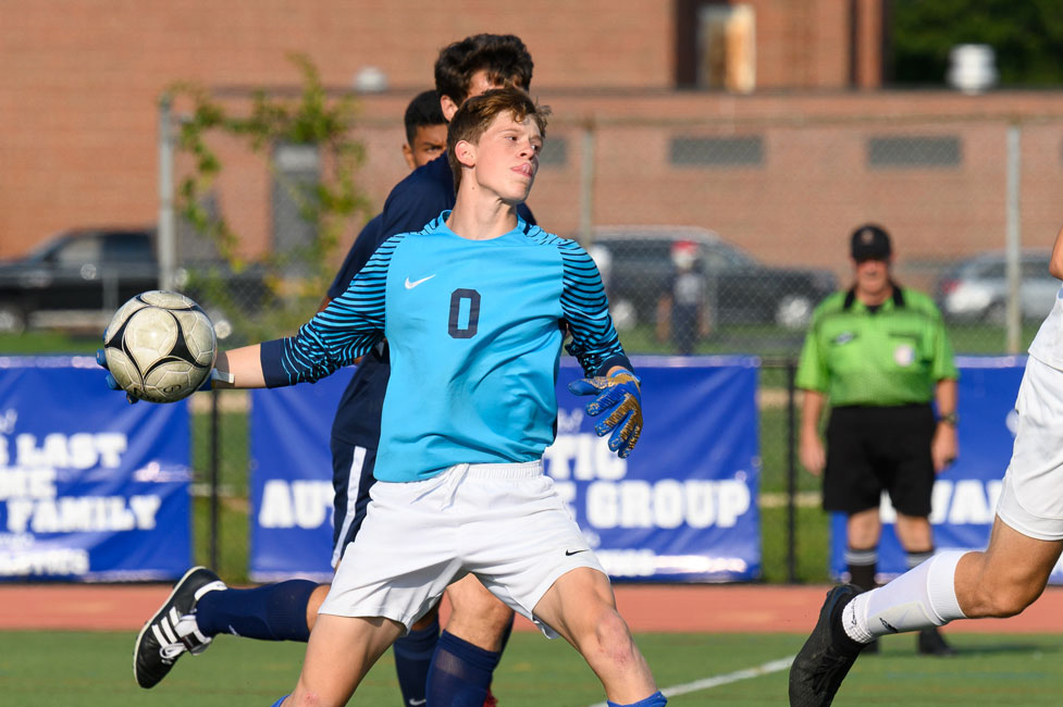 Goalie Cole Pillion has been spectacular for Huntington this fall. (Darin Reed photo.)