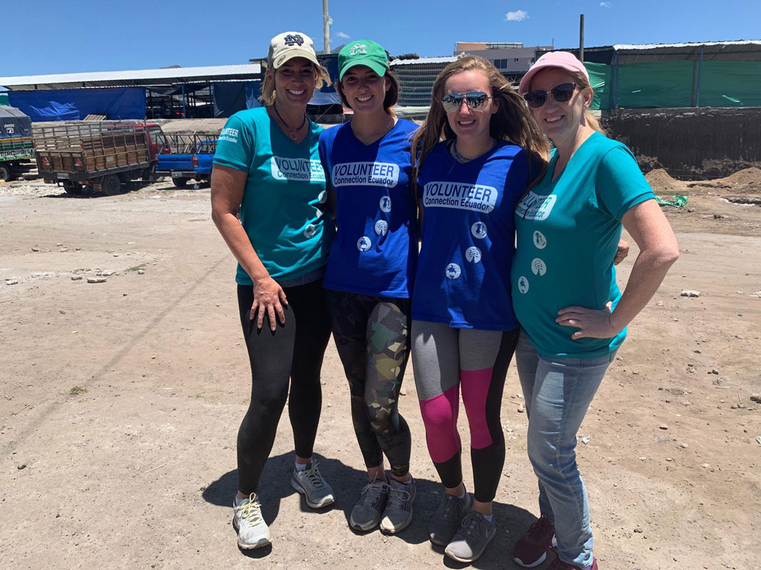 Jennifer and Abby Maichin and Peyton and Katie Kalb in Ecuador on a service trip.