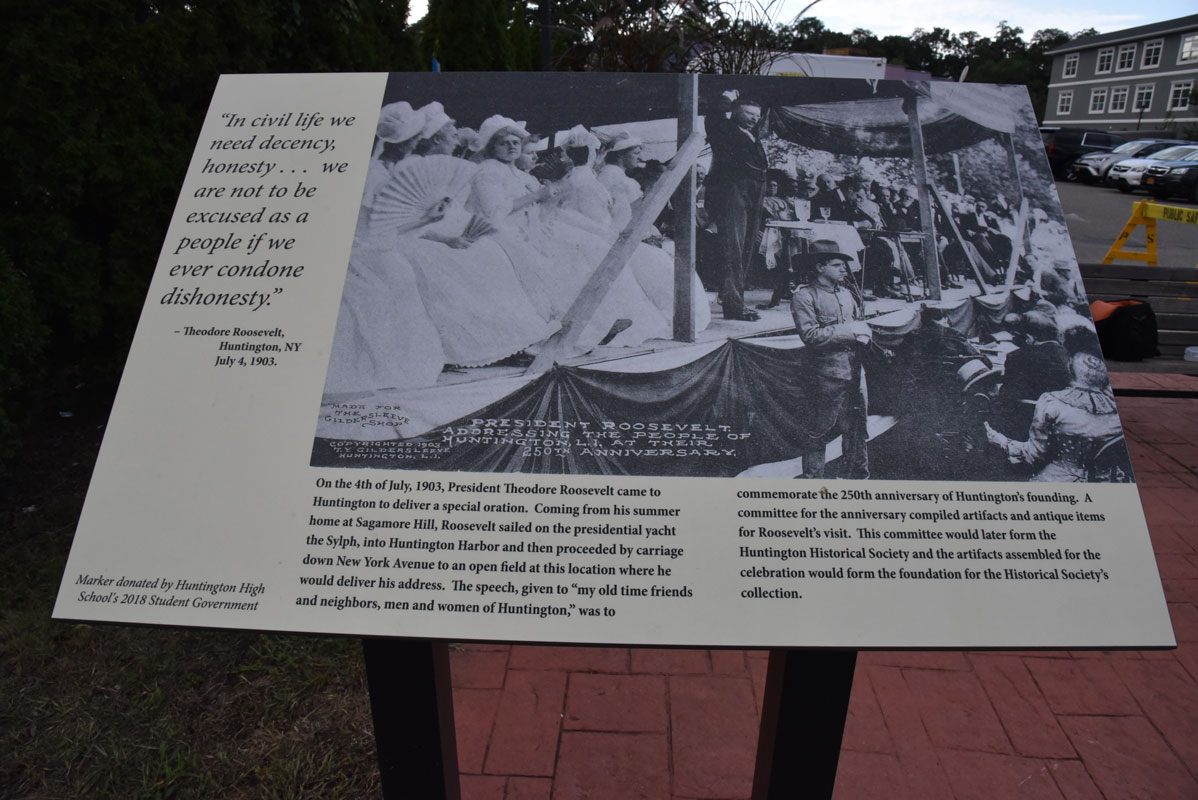 The new marker tells the story of President Theodore Roosevelt's speech in Huntington on July 4, 1903 