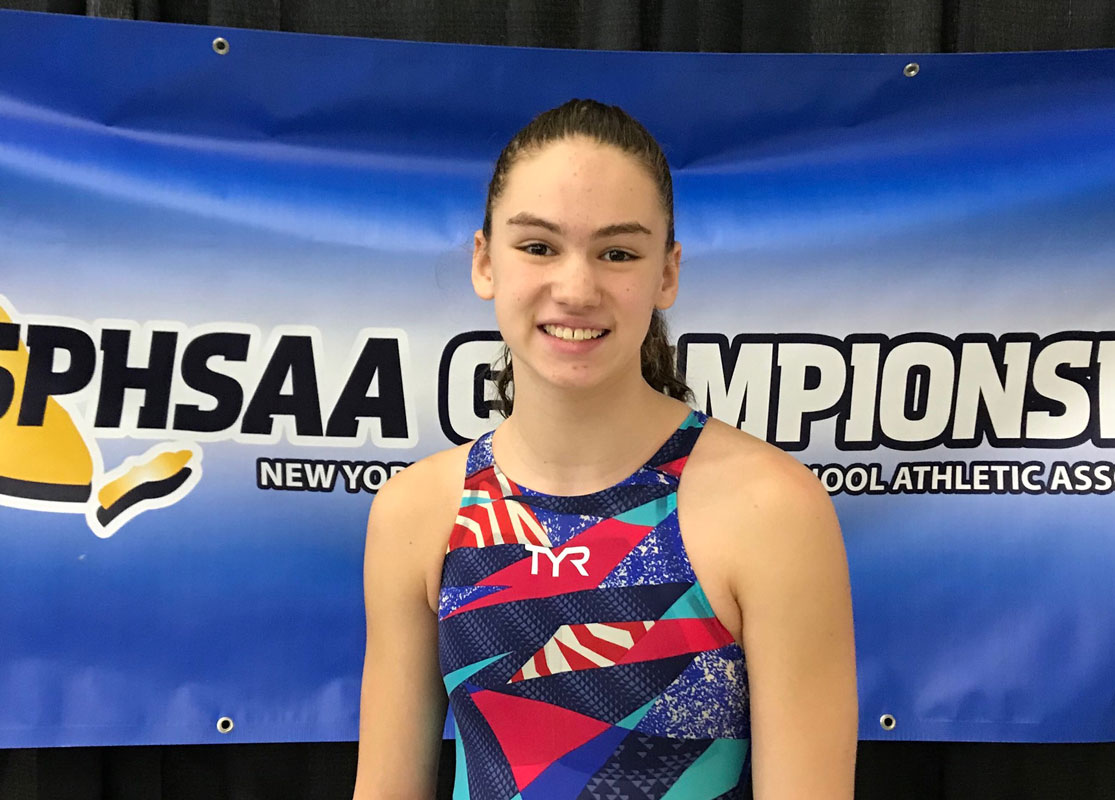 Huntington freshman Kathryn Montefusco is a returning All-State swimmer.