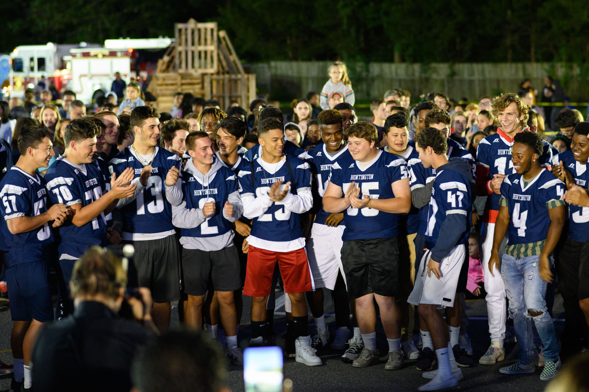 The Blue Devil varsity football team was introduced at the celebration. (Darin Reed photo.)