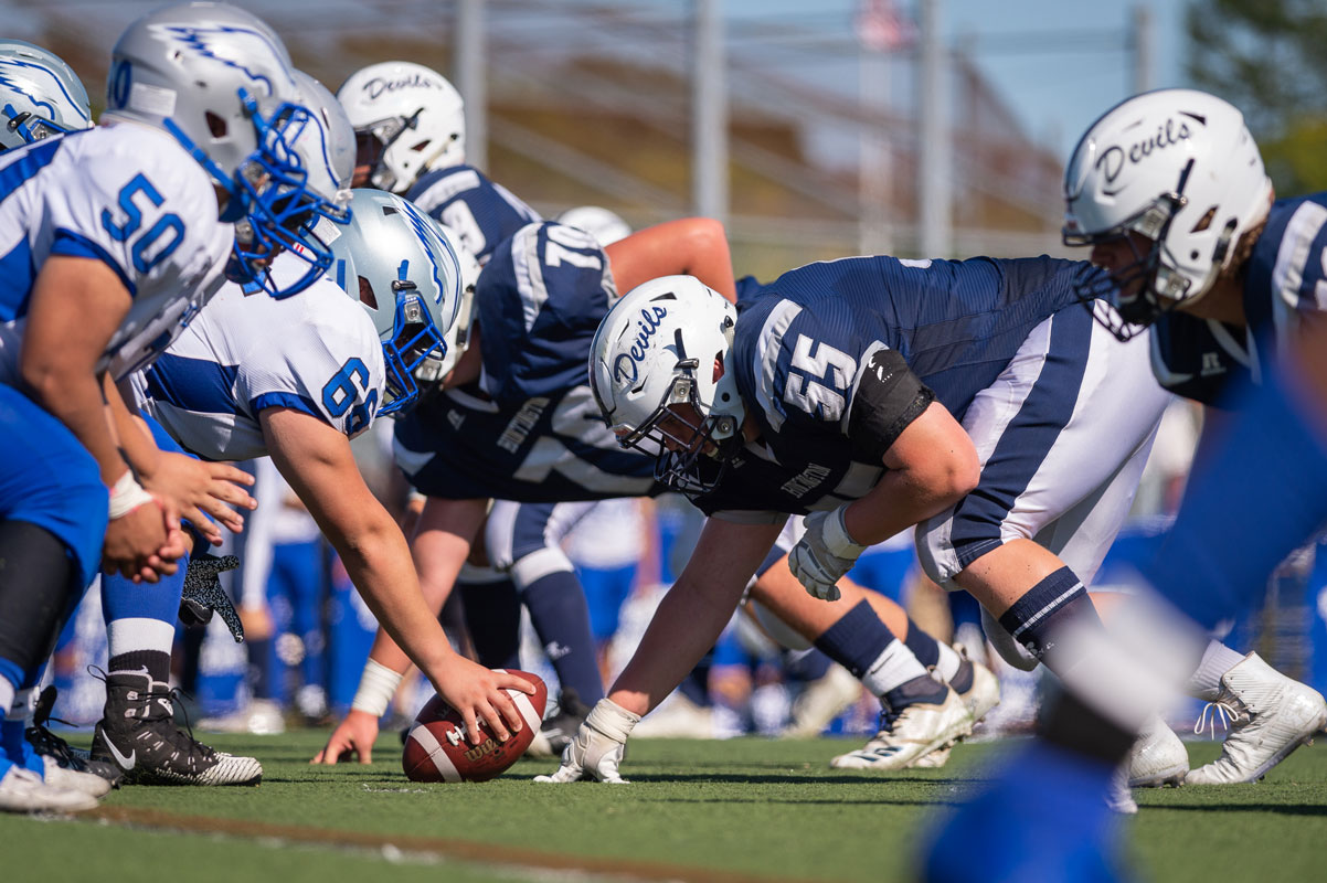 Huntington evened its record at 1-1 with a 55-7 win over visiting Copiague. (Darin Reed photo.)