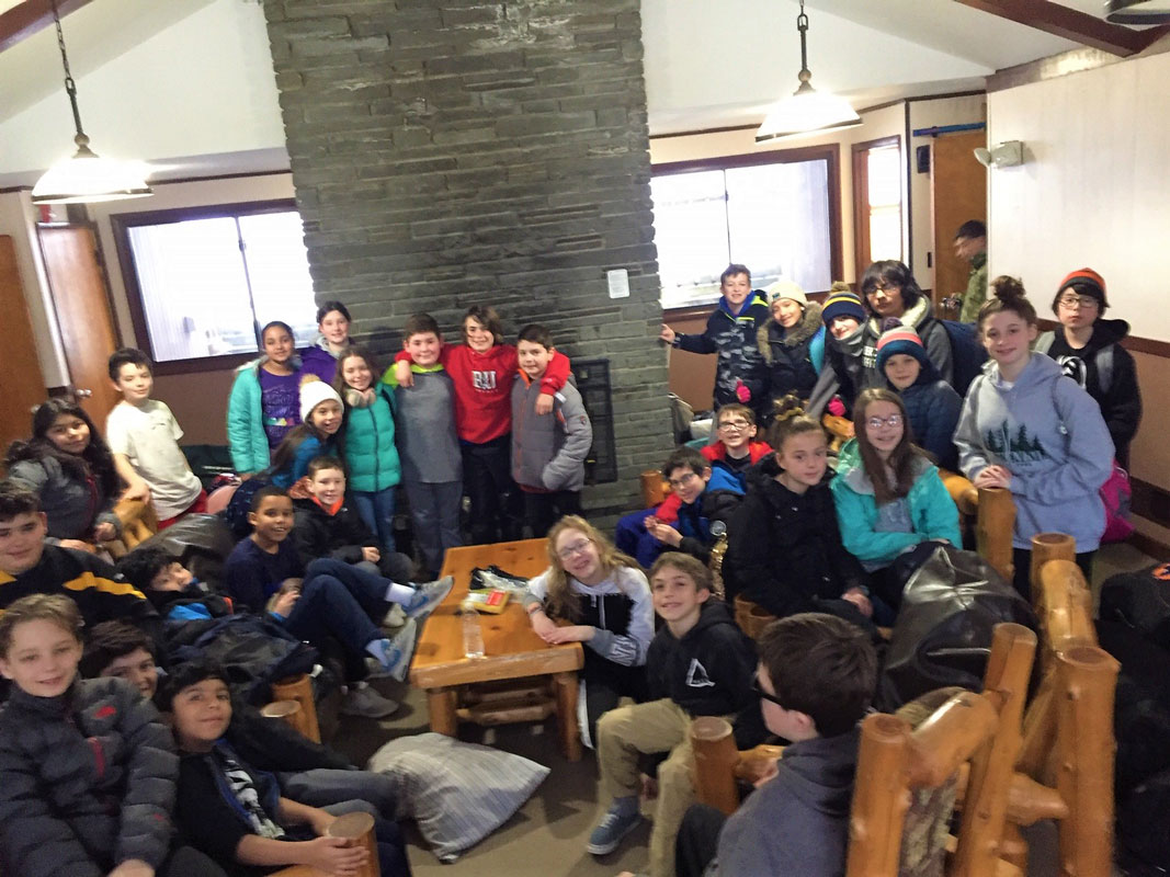 Huntington UFSD sixth graders during last year's trip to Greenkill 
