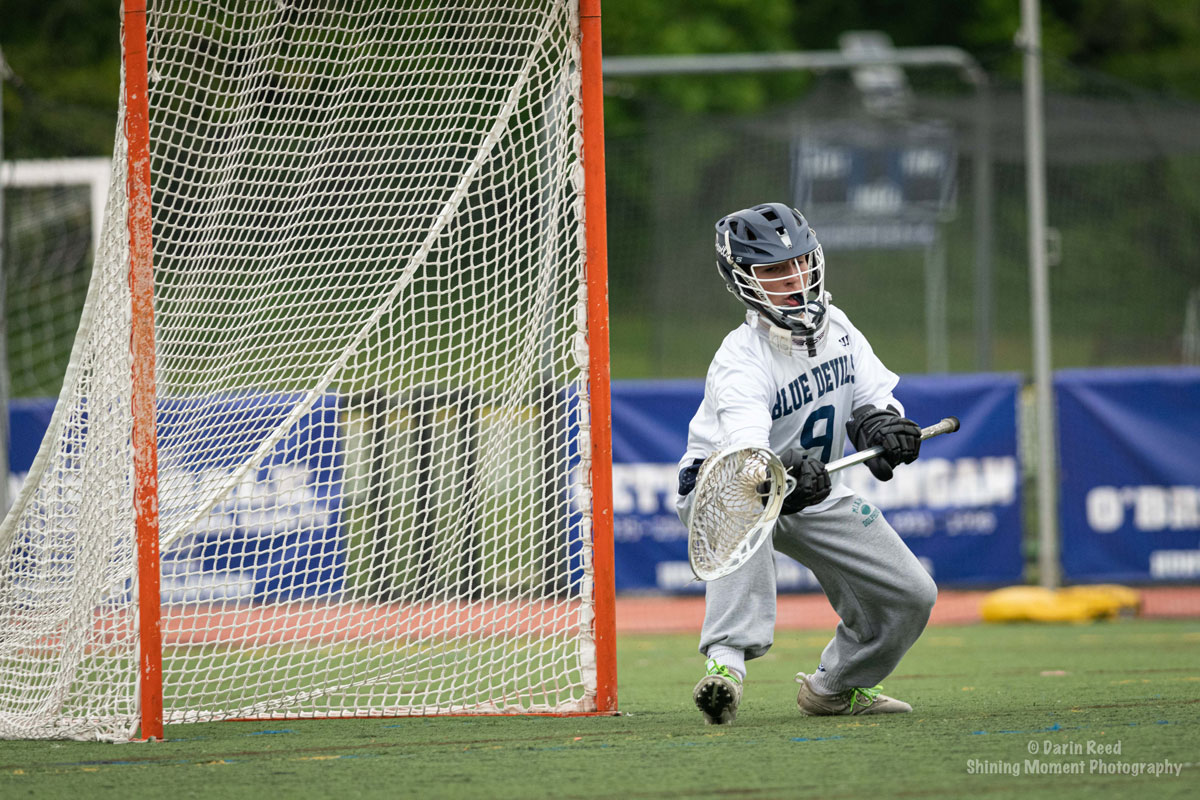 Aedan McDonald recorded 110 saves in goal for Huntington last spring. (Darin Reed photo.)