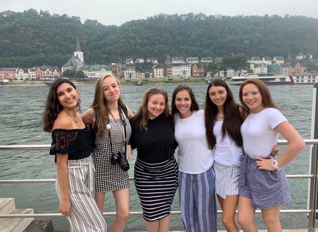 Eliza Walther (third from right) in Europe with fellow musicians on special summer trip.