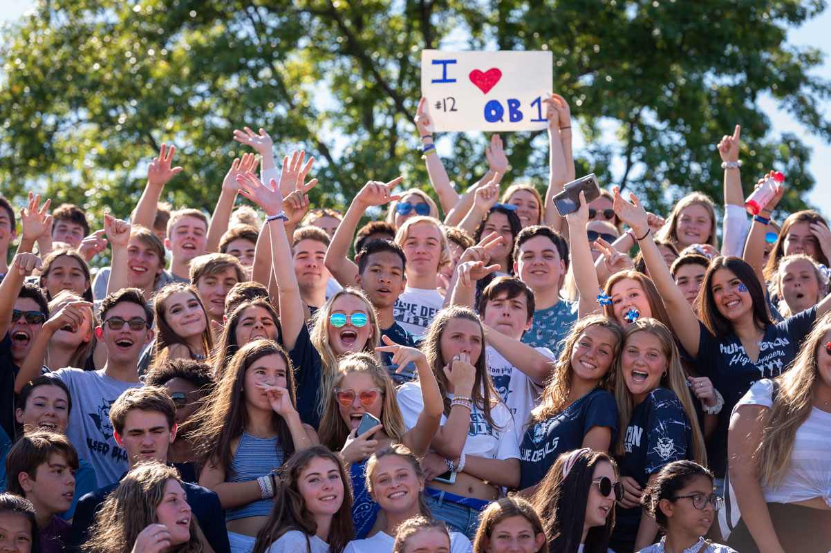 Huntington's student cheering section was the largest and loudest in memory. (Darin Reed photo)