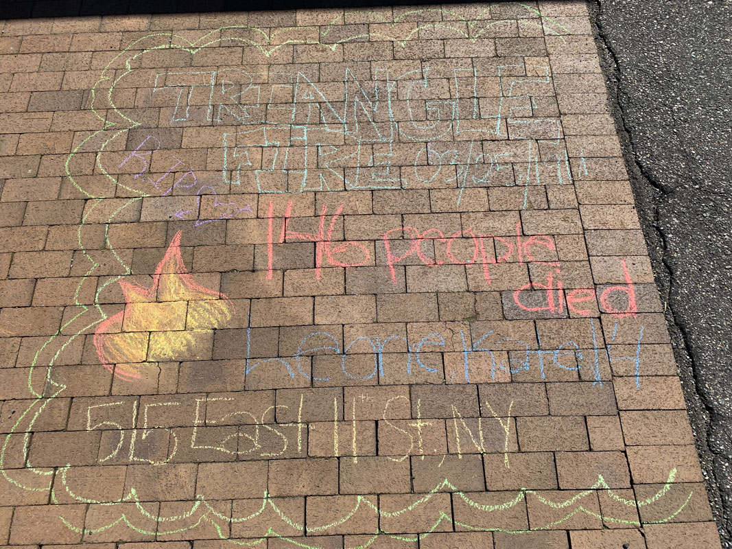 Chalkings created by Finley teacher Kim Schiller's former students