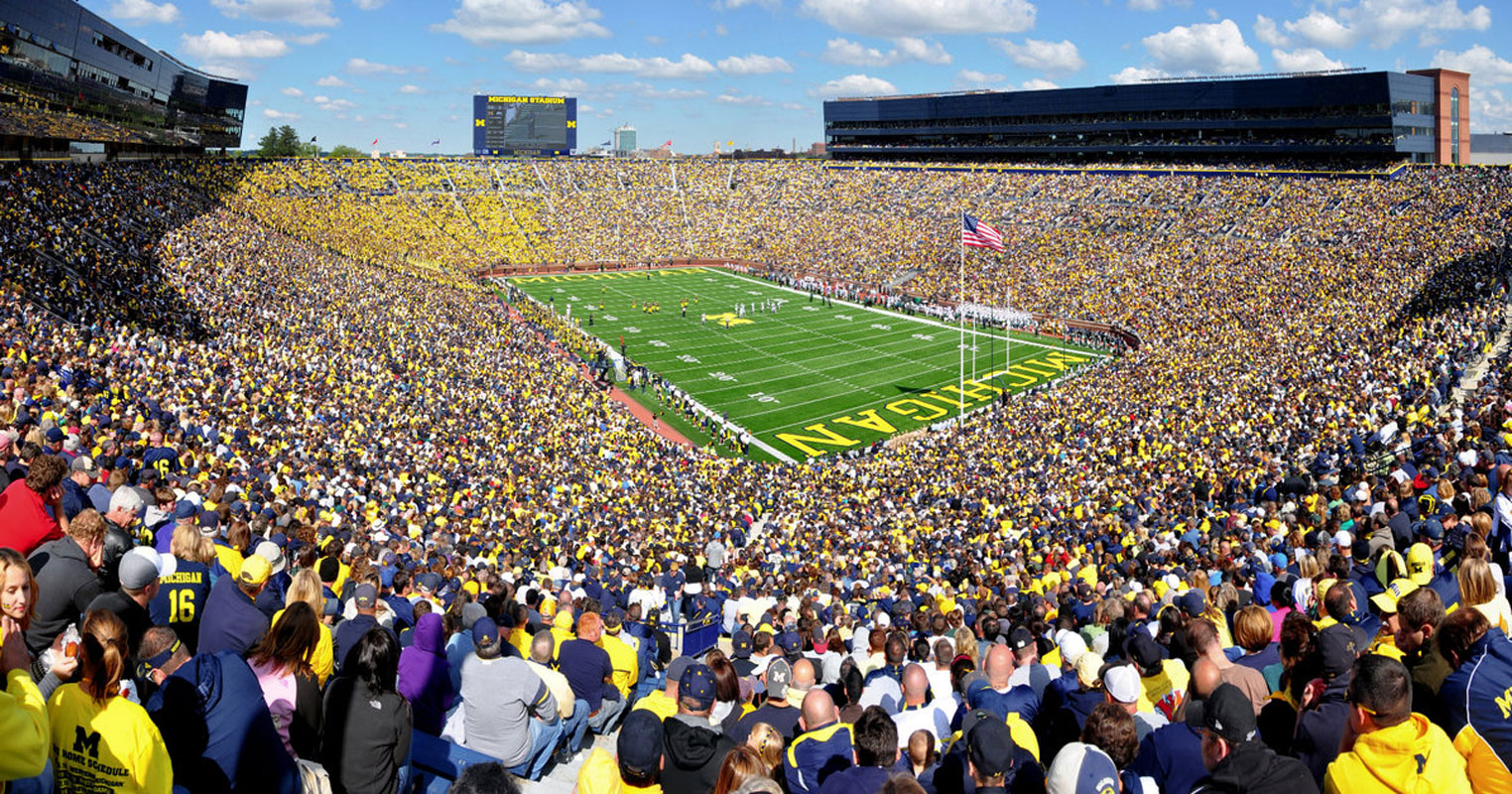 University of Michigan football games draw crowds of 105,000 to the campus stadium 