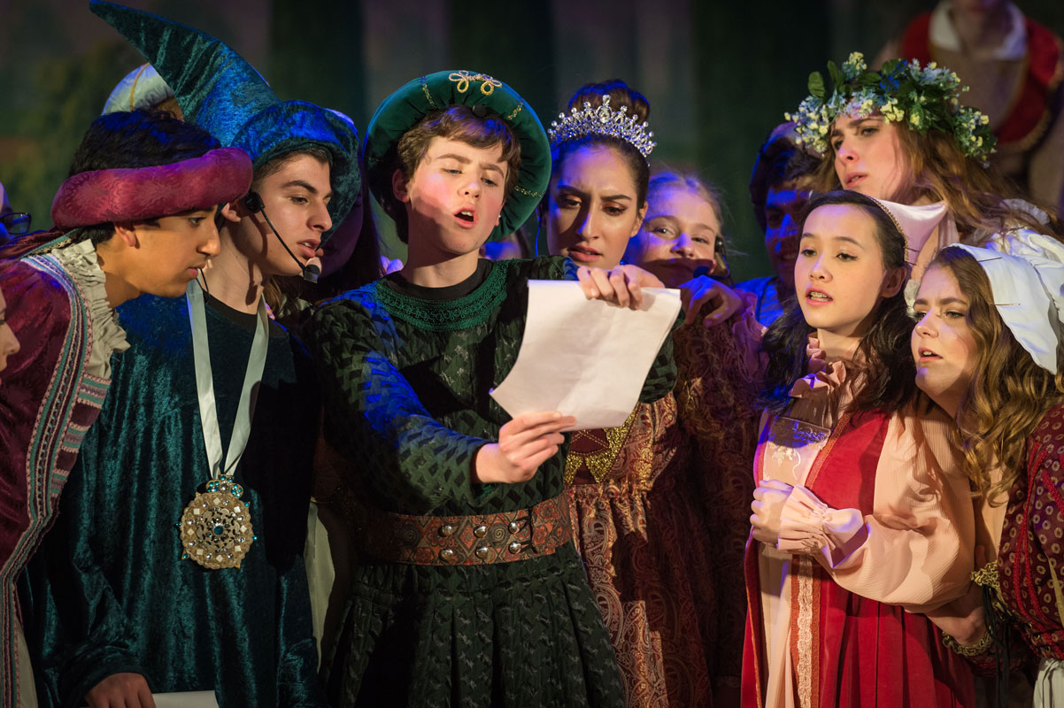 Keenan Lyons (holding scroll) in Once Upon a Mattress. (Darin Reed photo.)
