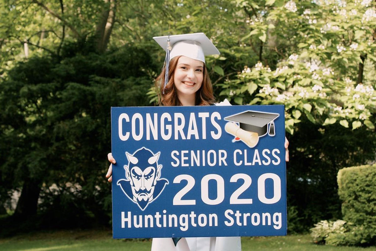 Huntington Graduate, Alison Gooding, pictured with her family