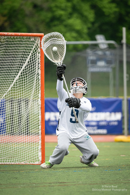 Aedan McDonald in the cage for Huntington. (Darin Reed photo)