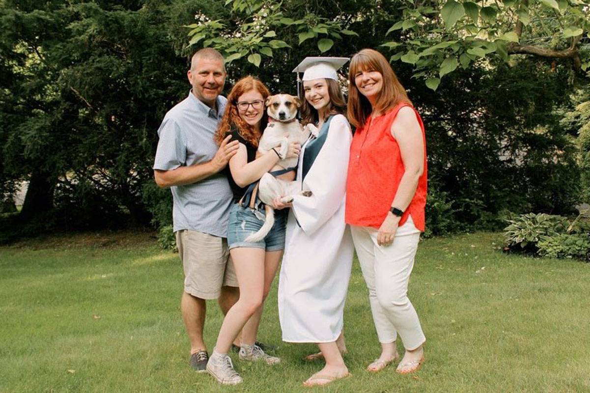 Huntington Graduate, Alison Gooding, pictured with her family
