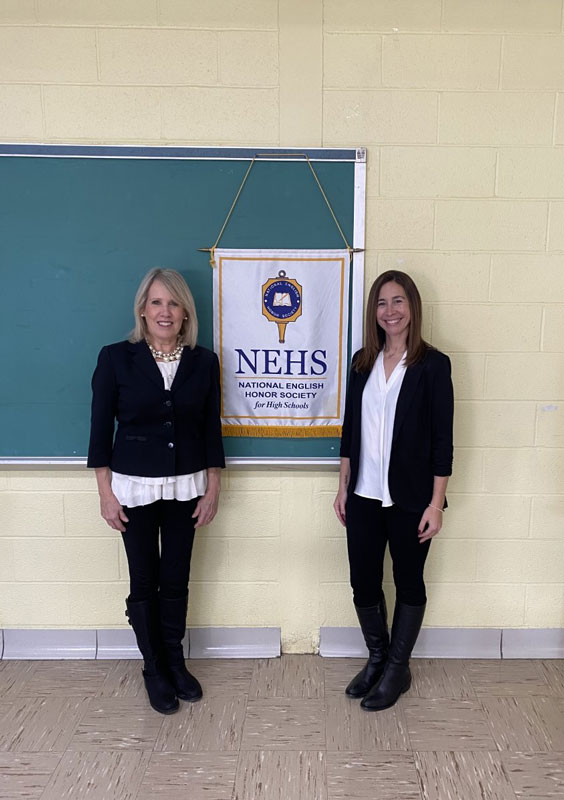 Huntington High School English Honor Society advisors Helen Guarino and Aimee Antorino.