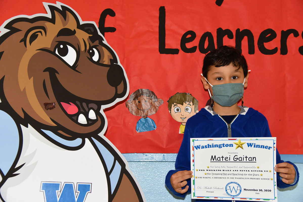 Matei Gaitan was among those honored by Principal Michelle Richards.
