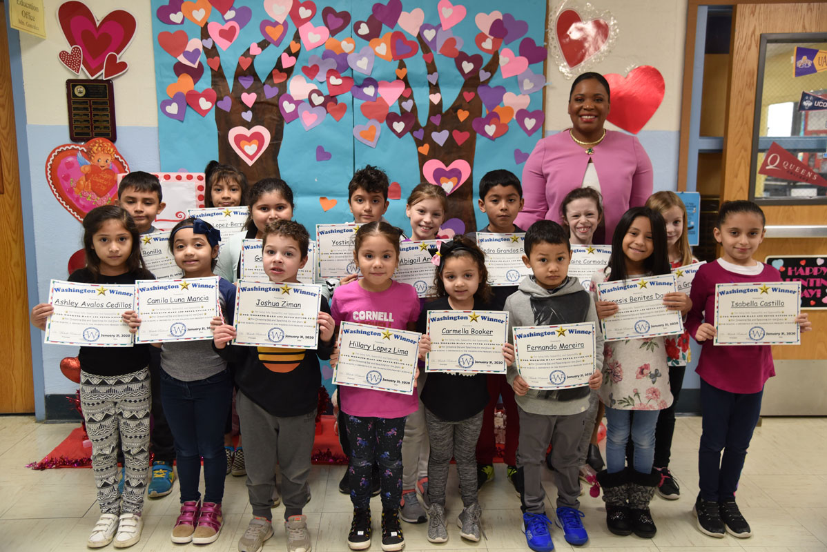 January's Washington Ways Award recipients with Principal Michelle Richards.