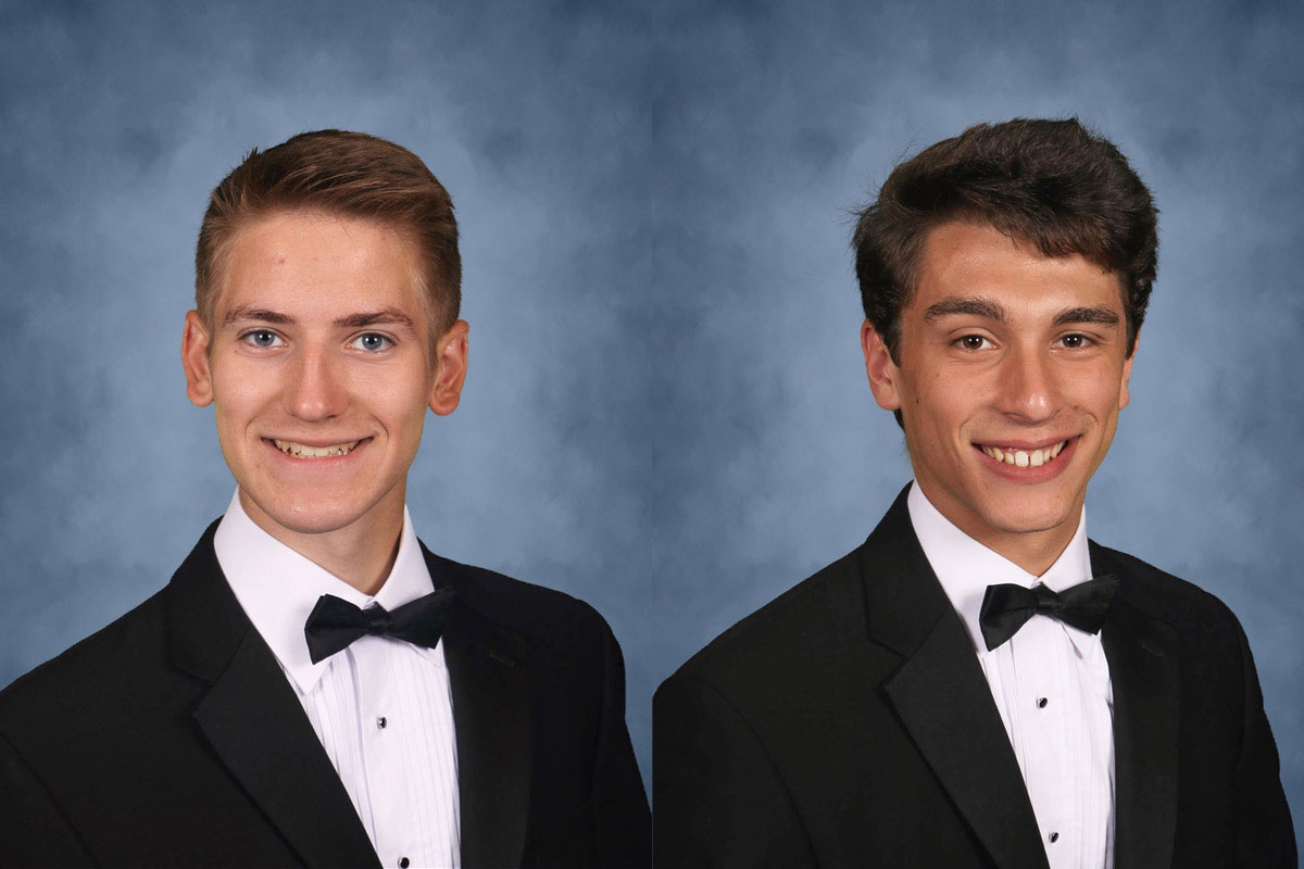 Huntington High School valedictorian Andrew Knowles and salutatorian Julien Rentsch.