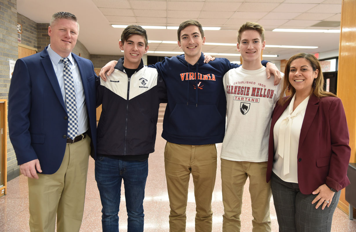 Matt Gennarelli, Ryan Knowles and Andrew Knowles with Brenden Cusack and Guidance Director Jeannette Alomia. 
