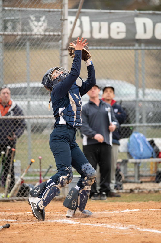 Alex Gerbavsits makes the play for the Huntington softball team. (Darin Reed photo.)