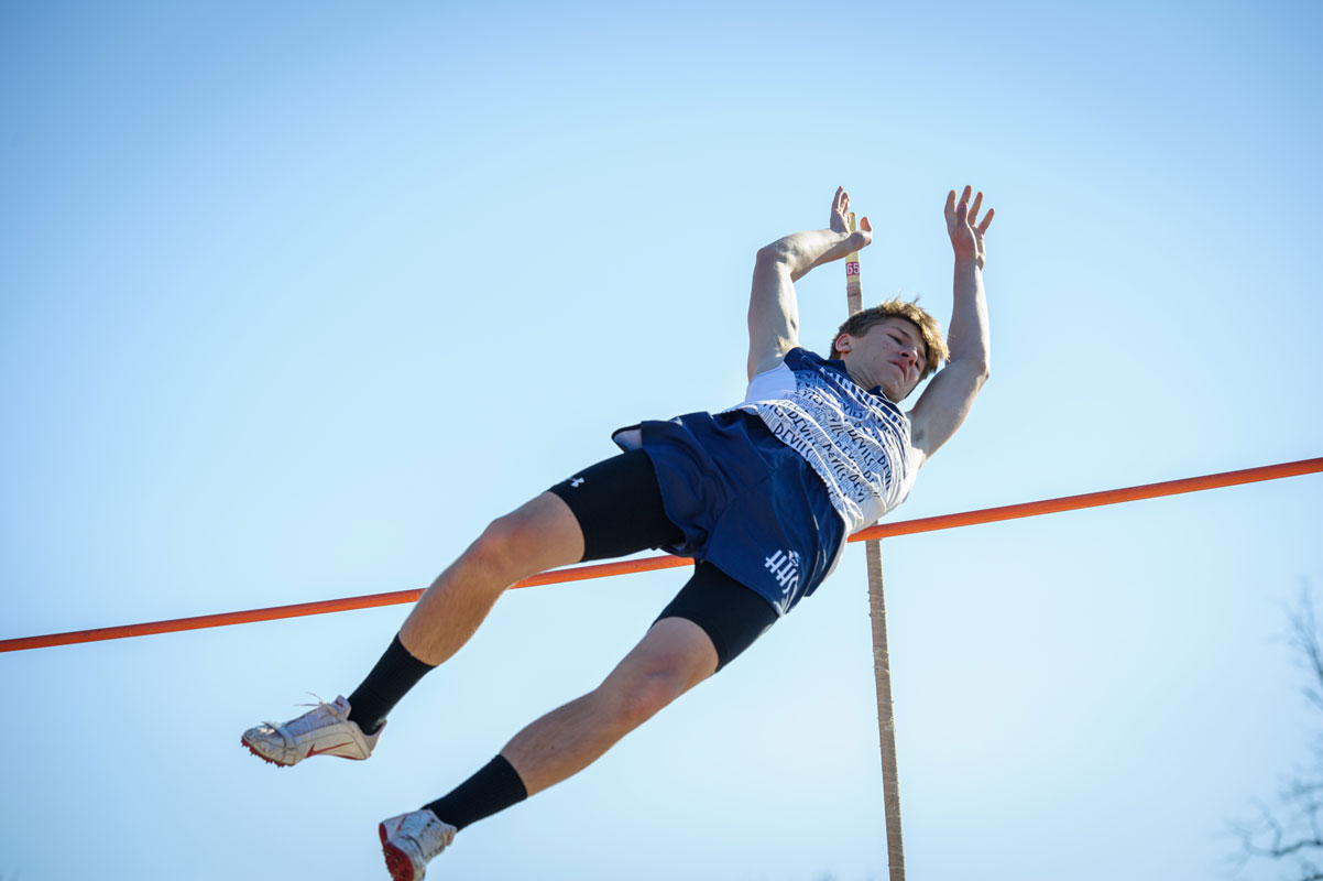 Huntington Class of 2015 member Joe Saginaw was a great pole vaulter with the Blue Devils. (Darin Reed photo)