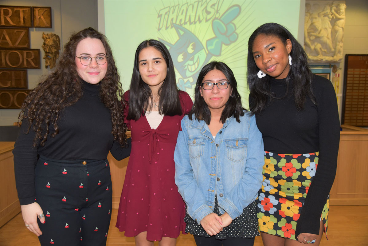Art Honor Society officers Josie Fasolino, Rocio Trujillo, Niurca Chabla-Leon and Shyann Maragh.