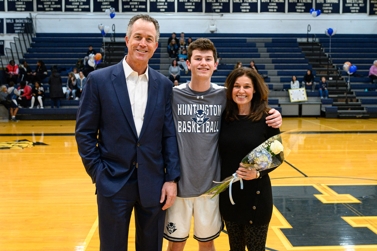 Jack Monahan and his parents, Bobby and Jennifer on Blue Devil Senior Day. (Darin Reed photo.)