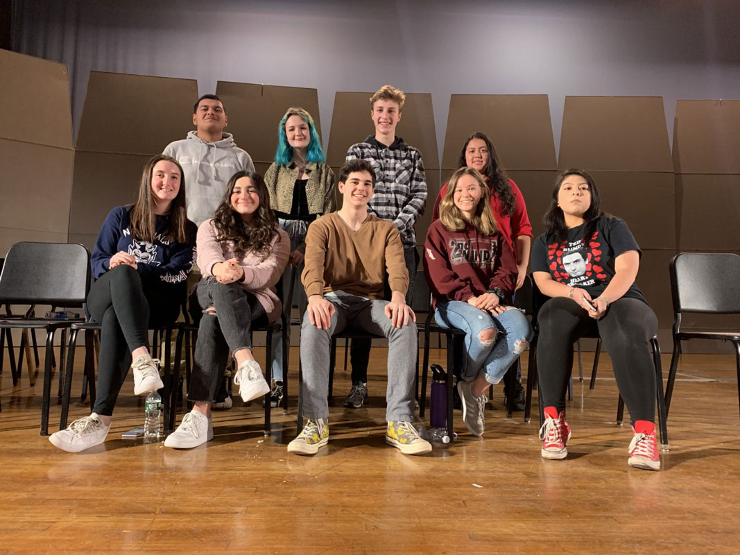 Huntington High School spelling bee finalists.