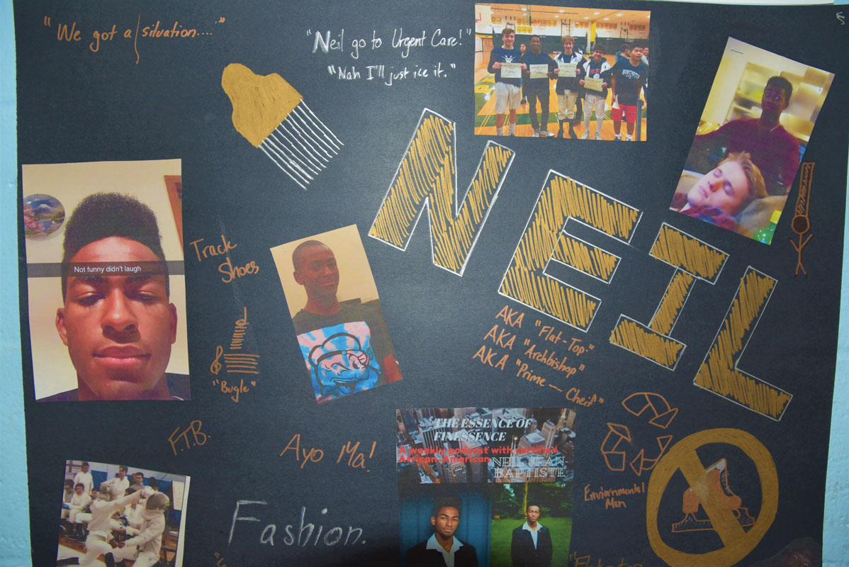 Posters celebrating the career of each senior were affixed to the gym wall.
