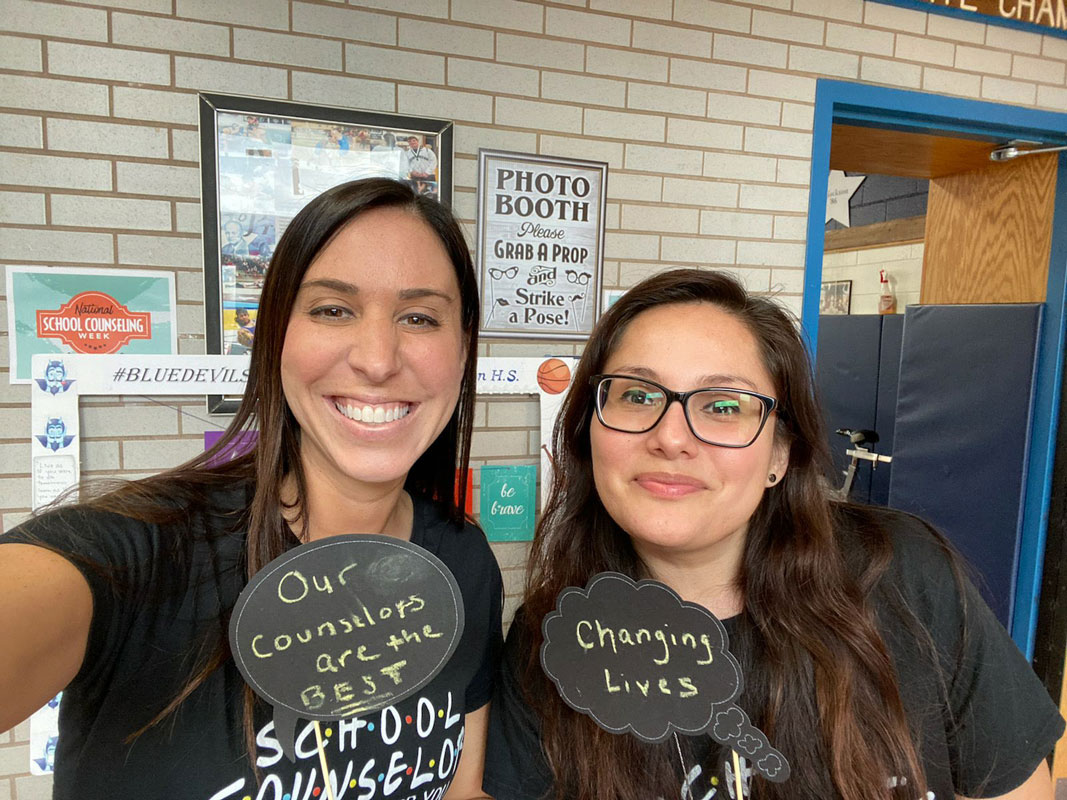 Huntington High School guidance counselors Lauren Brunoni and Diana Bonilla.
